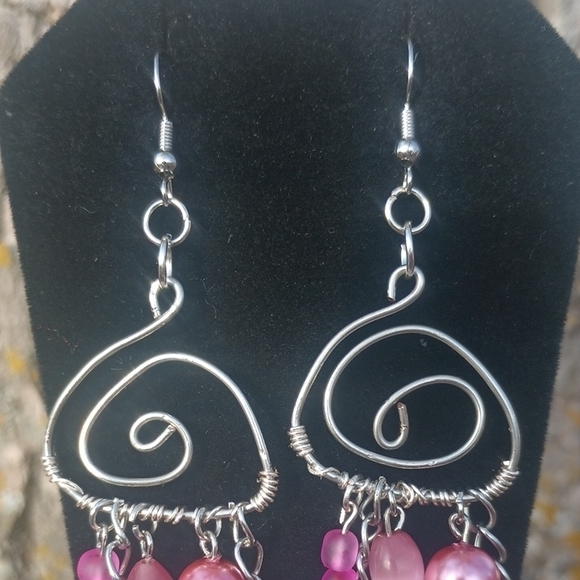 Handcrafted Wire Jelly Fish Earrings - Picture 4 of 4
